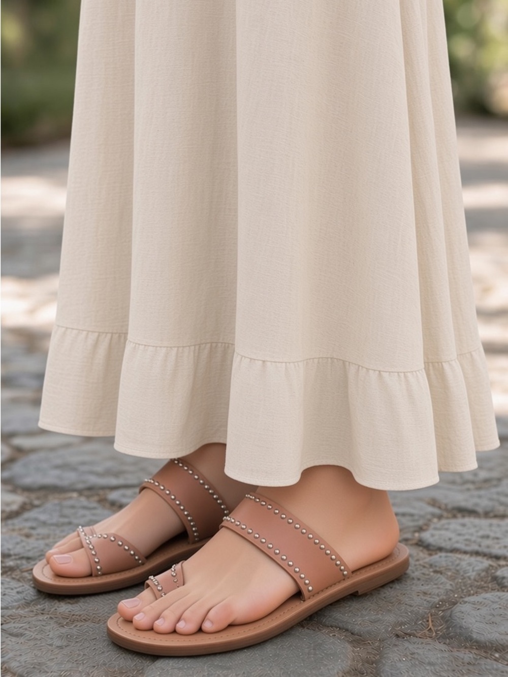 Free People Women's Amelie Tiny Stud Sandal Soft Nude NEW Boho 10